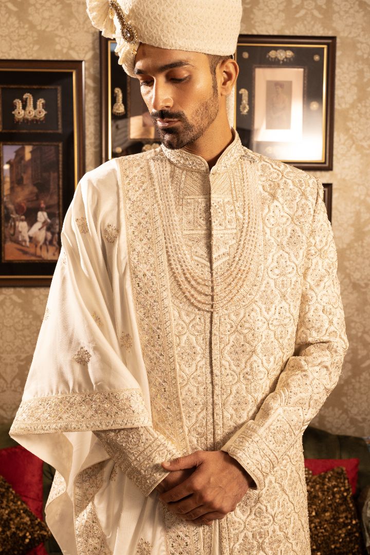 Cream Colour Sherwani for Men