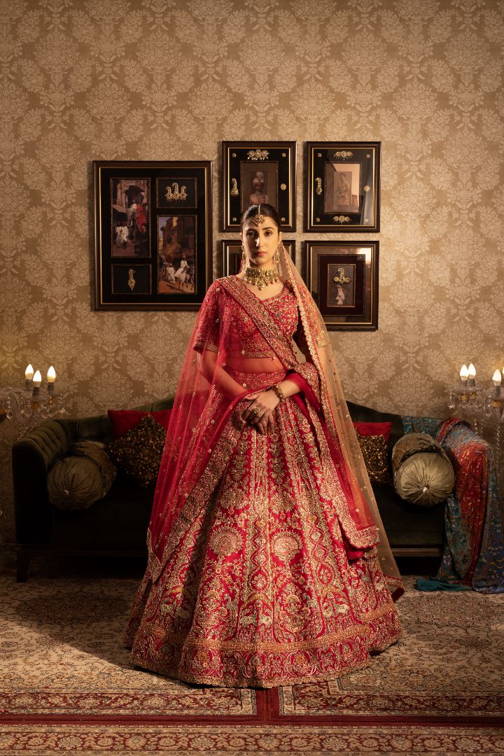 Elegant Red Bridal lenga for Bride to be