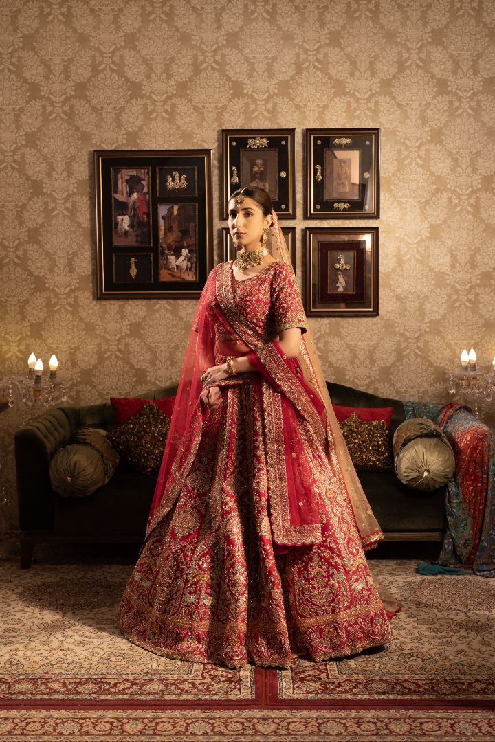 Elegant Red Bridal lenga for Bride to be