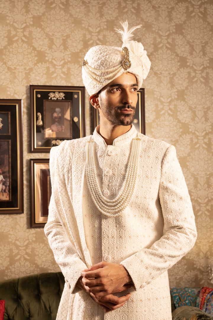 Cream colour sherwani