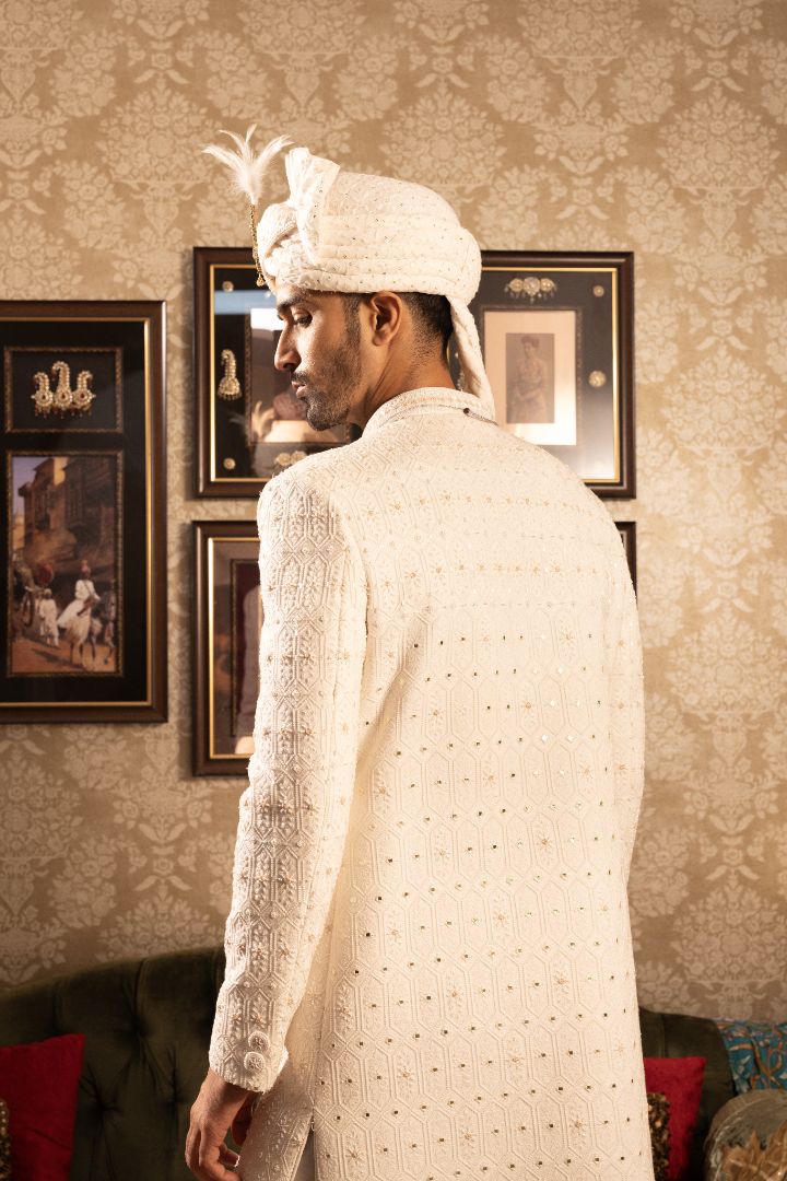 Cream colour sherwani