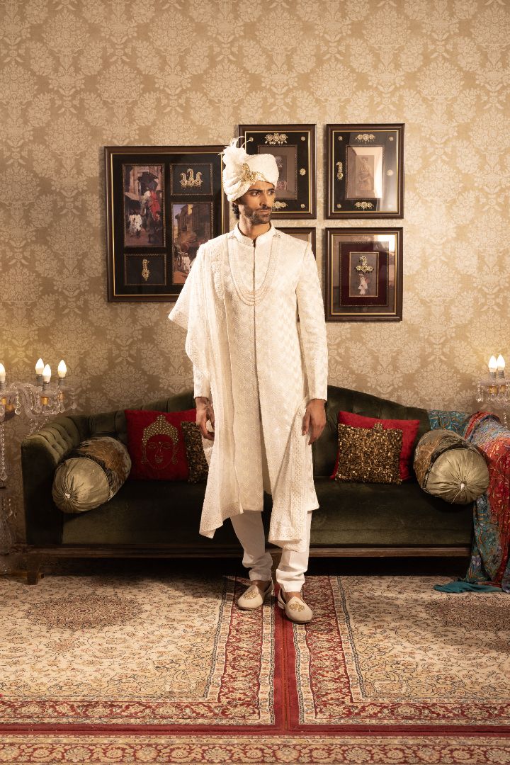 White Sherwani with men