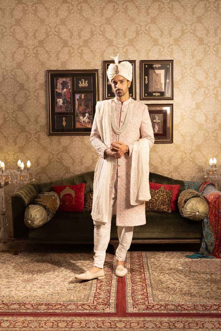 Pink Sherwani From Groom