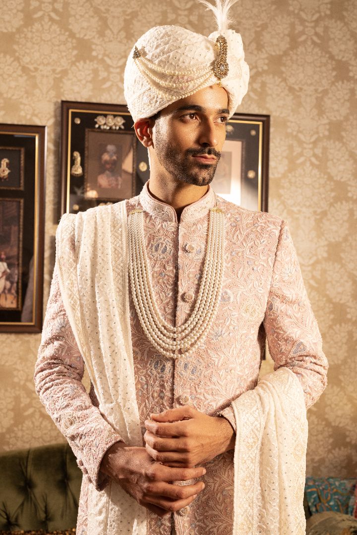 Pink Sherwani From Groom