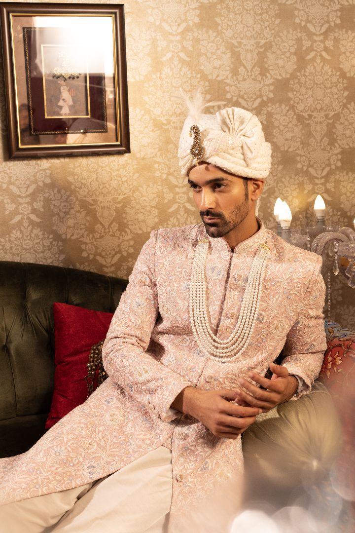 Pink Sherwani From Groom