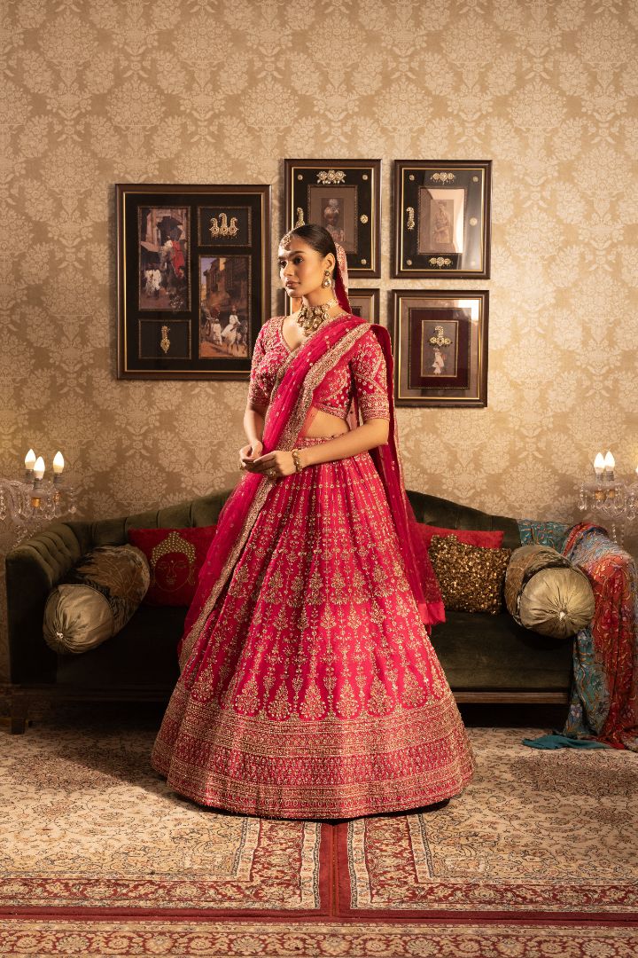 Rani colured Lehenga for bride