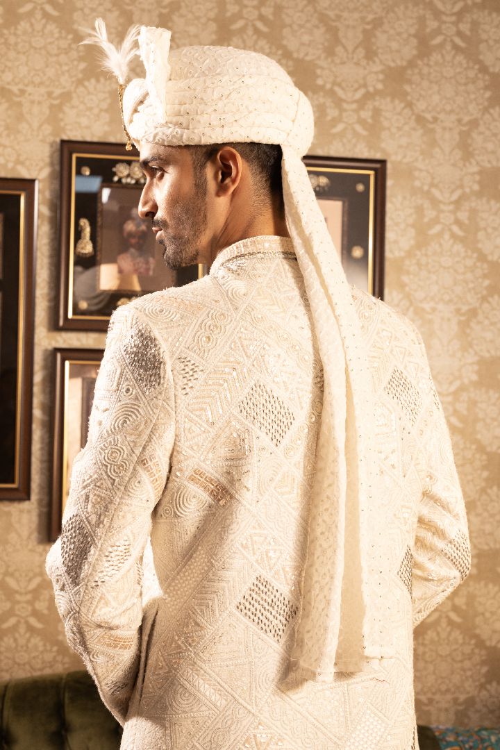 White Embroided Sherwani