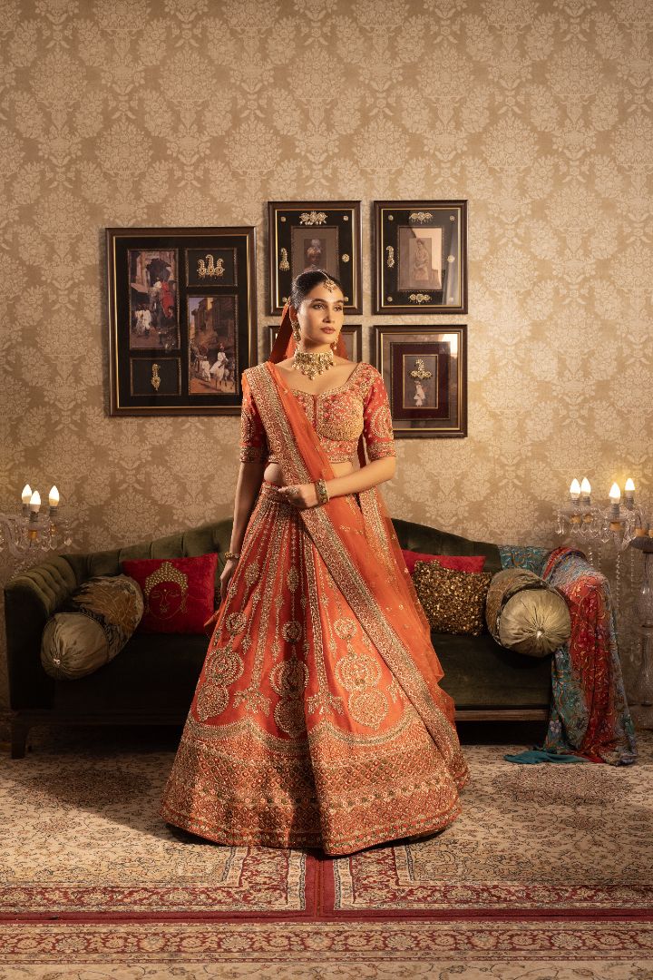 Orange Bridal Lehenga