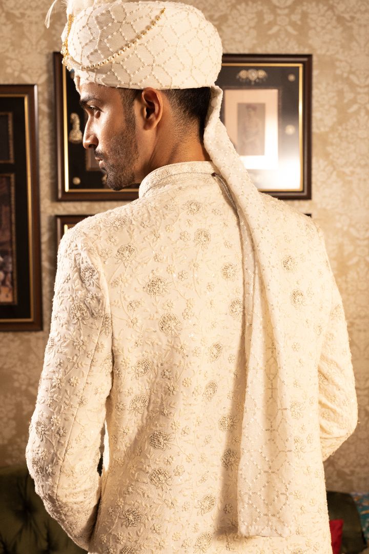 Ivory sherwani for groom