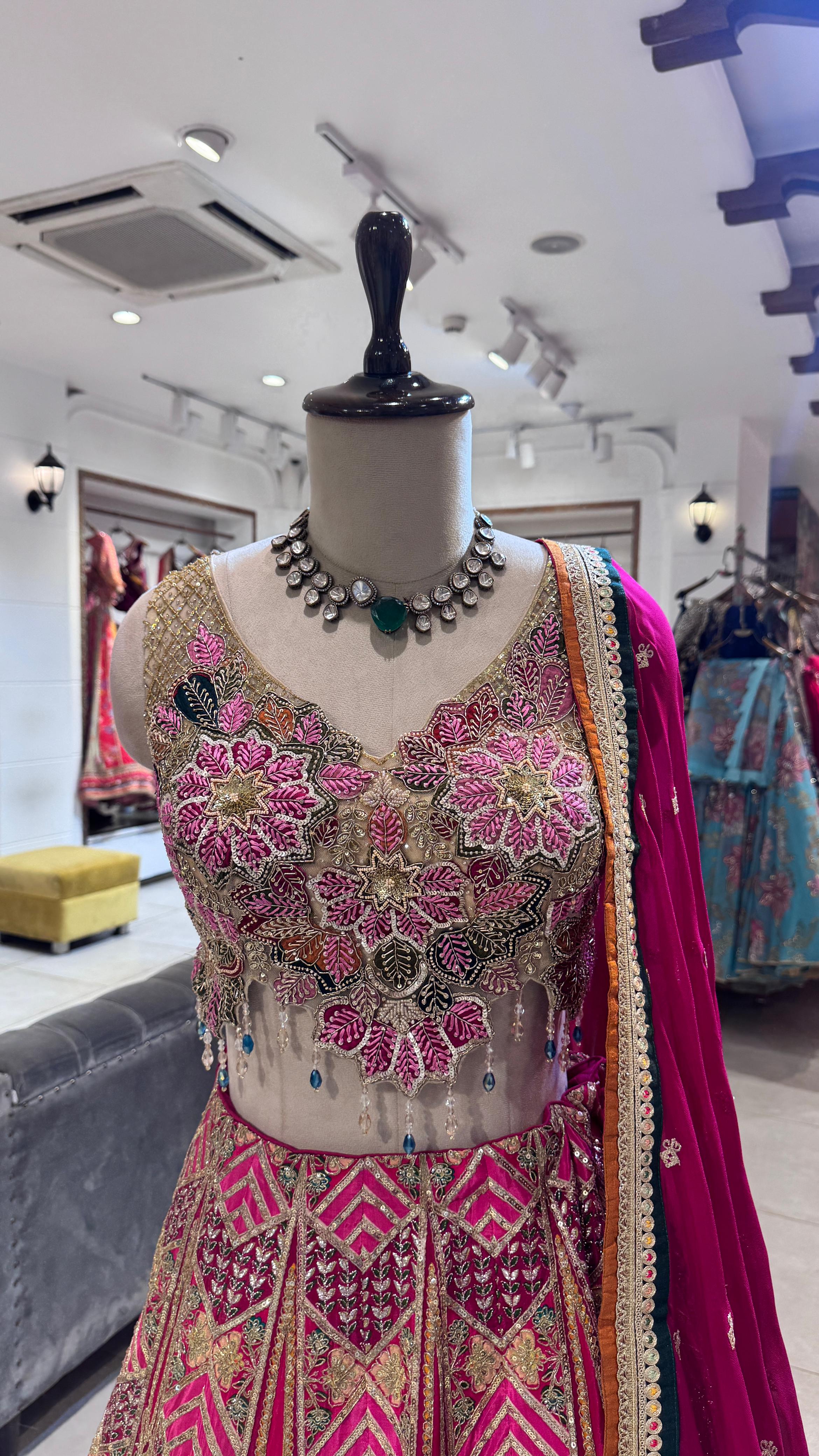 Royal Pink Embroidered Lehenga