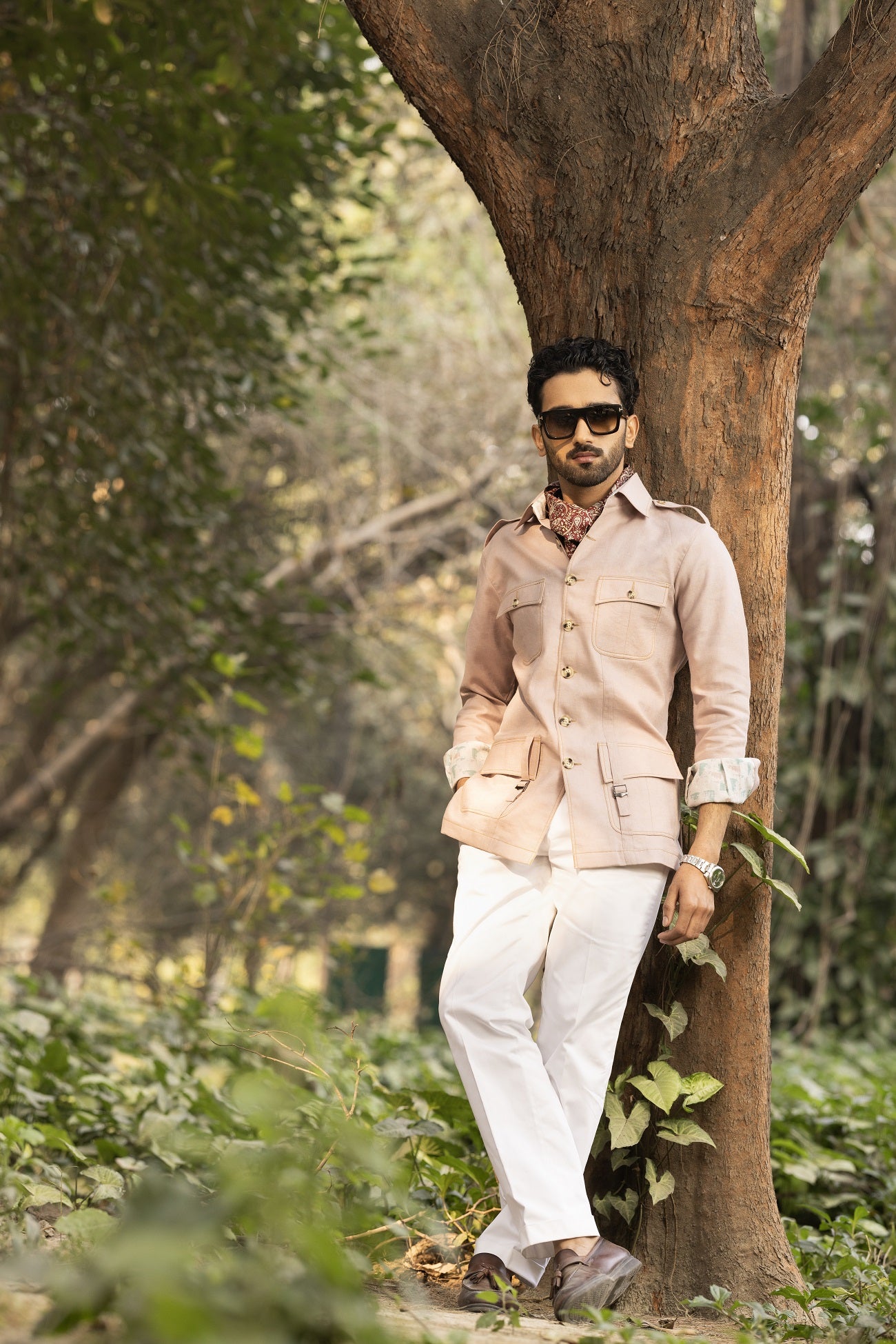 Beige Linen Safari Shirt