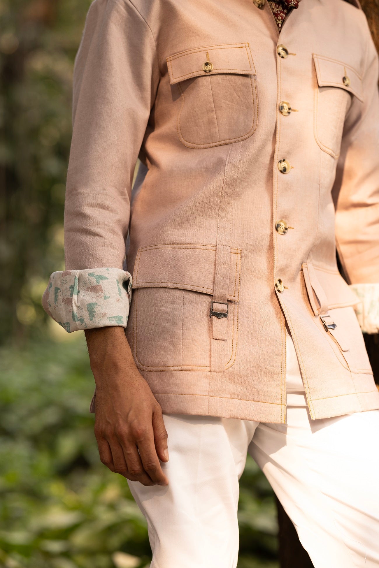 Beige Linen Safari Shirt