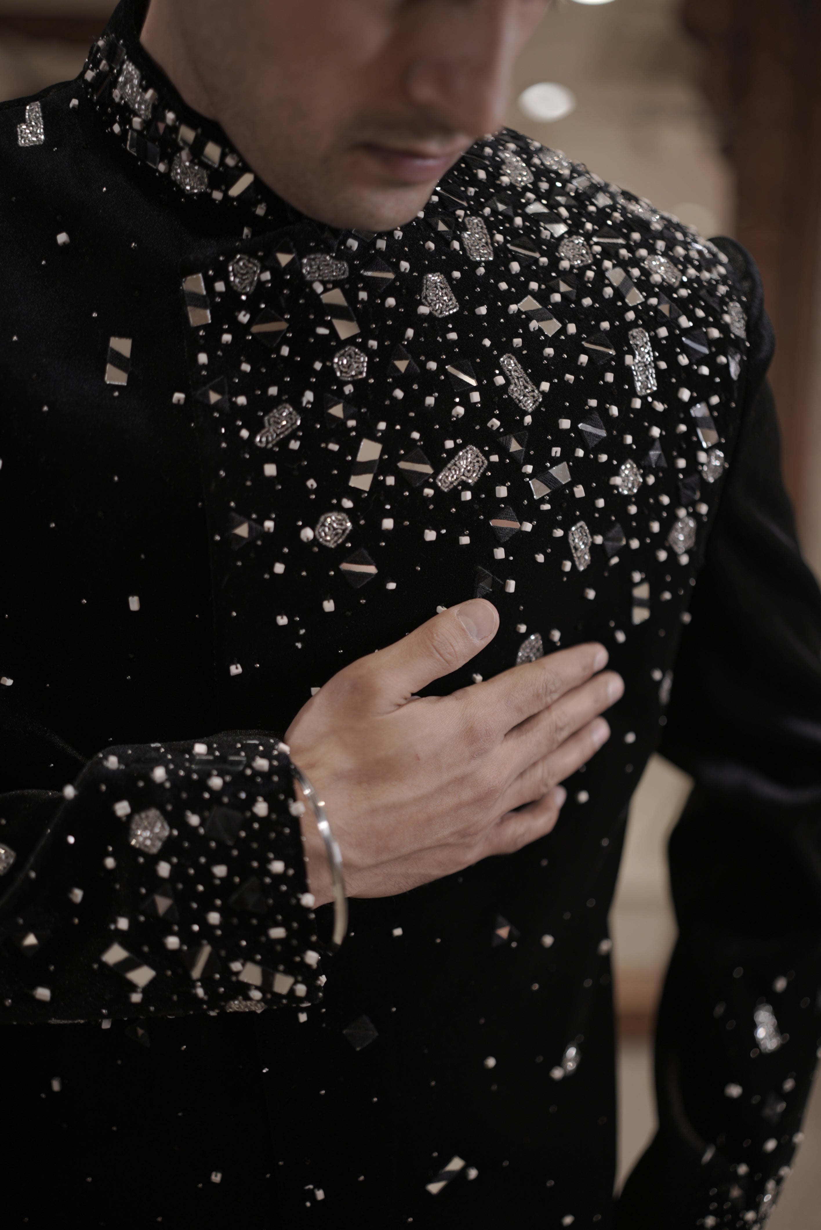 Black Indowestern with Sequin & mirrorwork