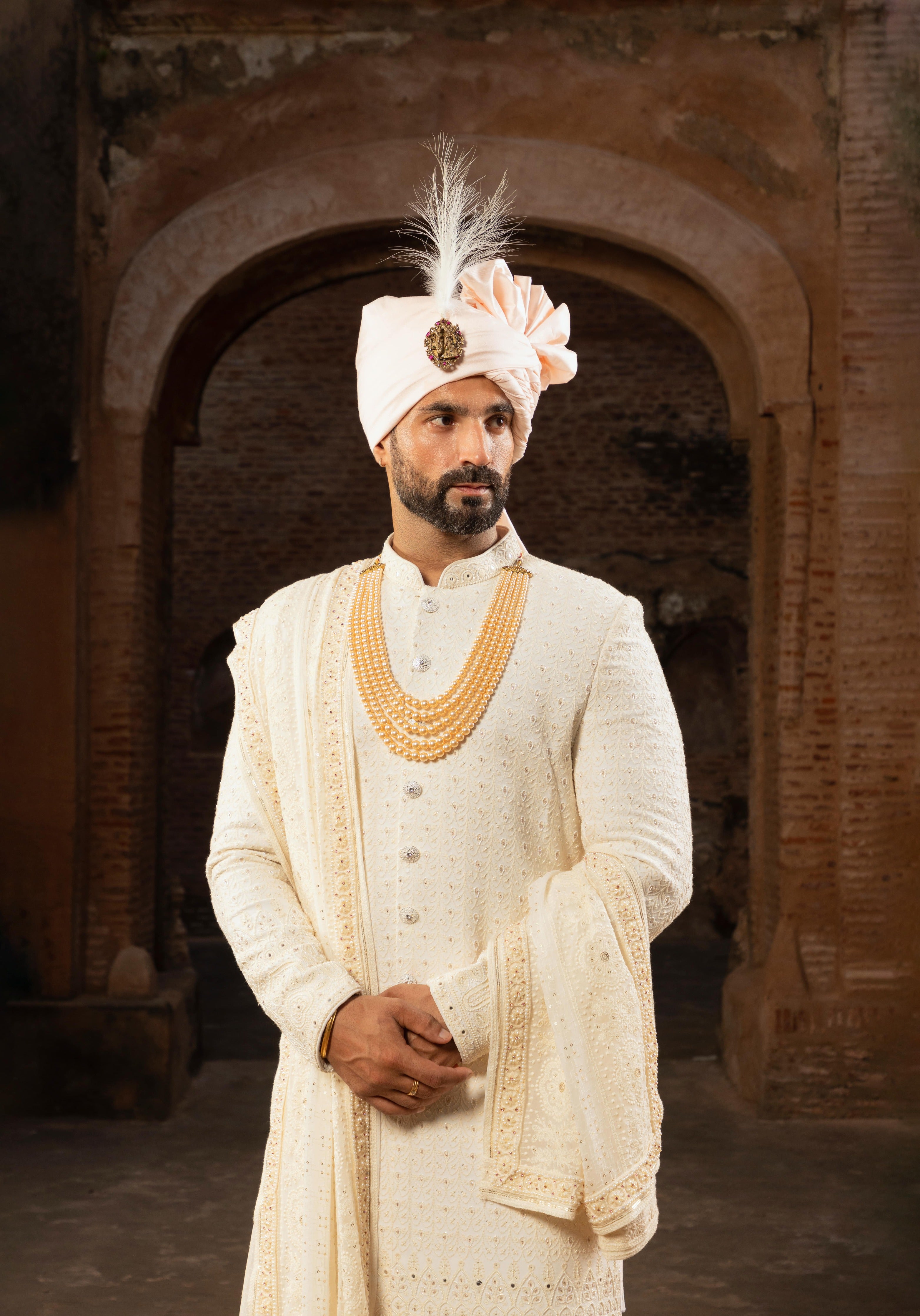 Elegant Georgette Base Sherwani with Sparkling Details (Sherwani set)