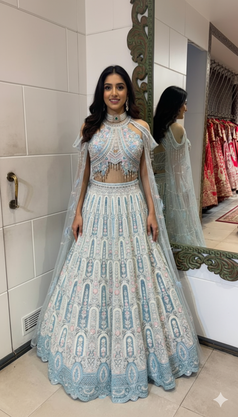 Ice Blue Embellished Lehenga