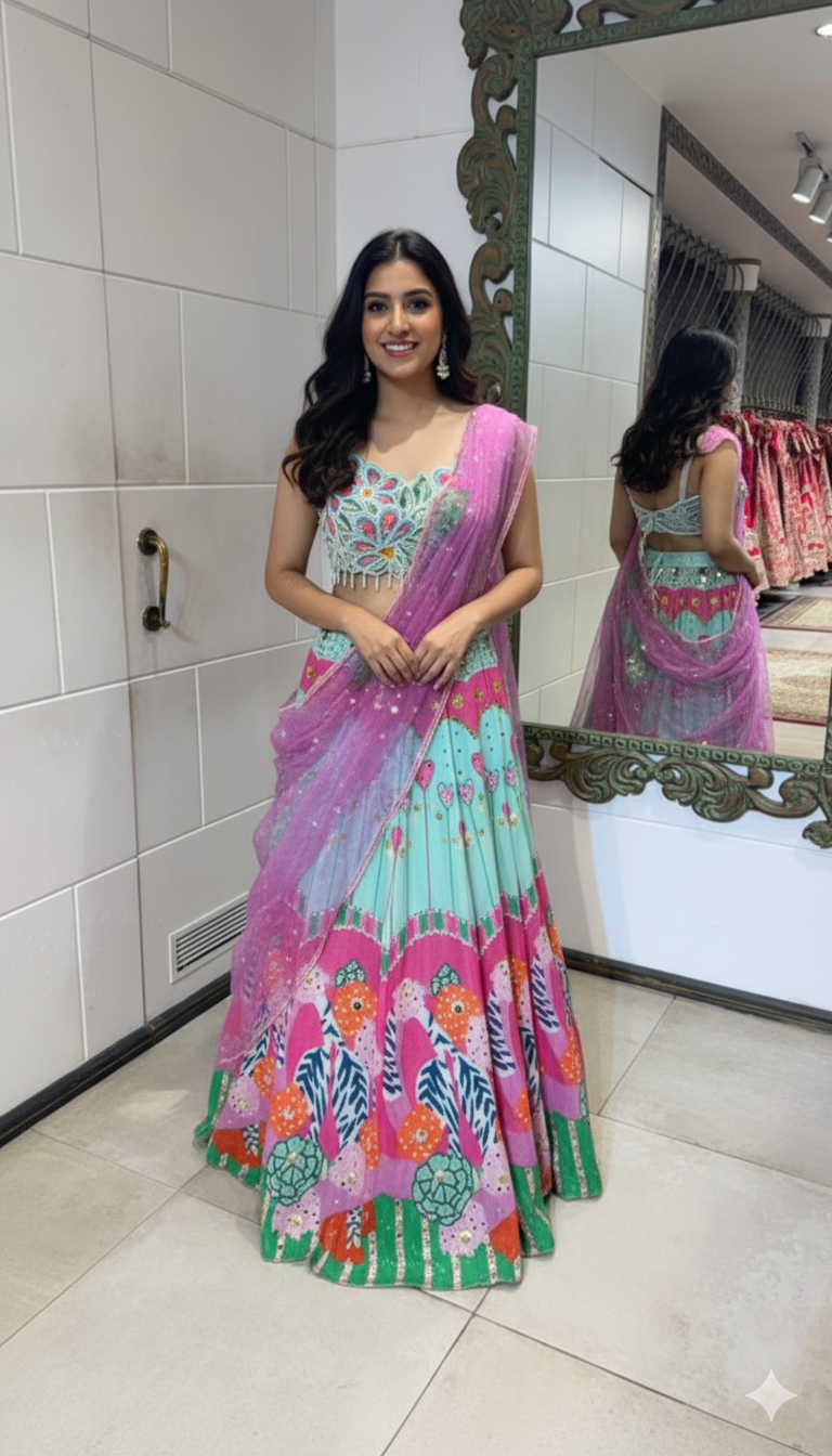 Pop garden lehenga