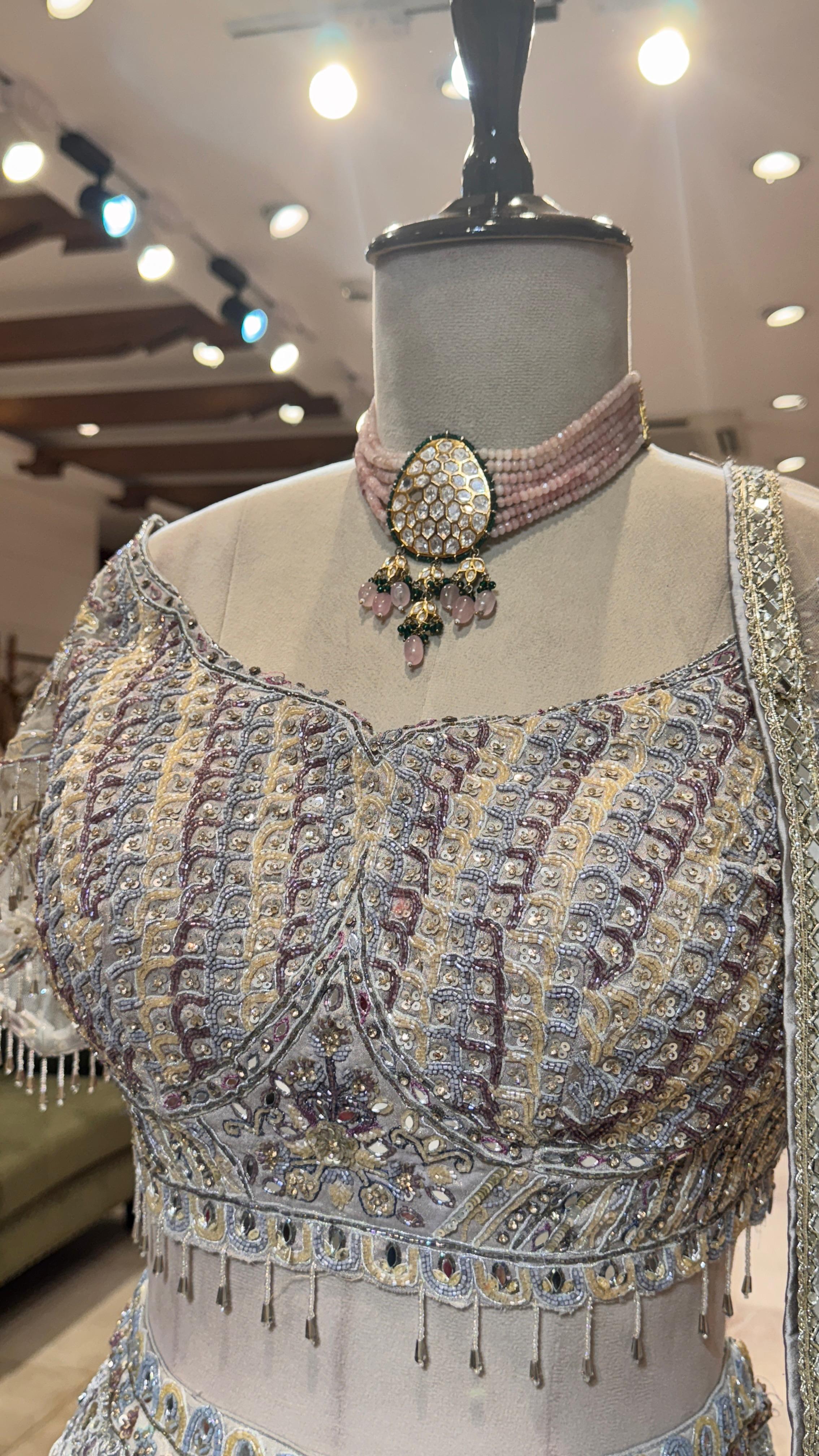 Silver embroidered lehenga