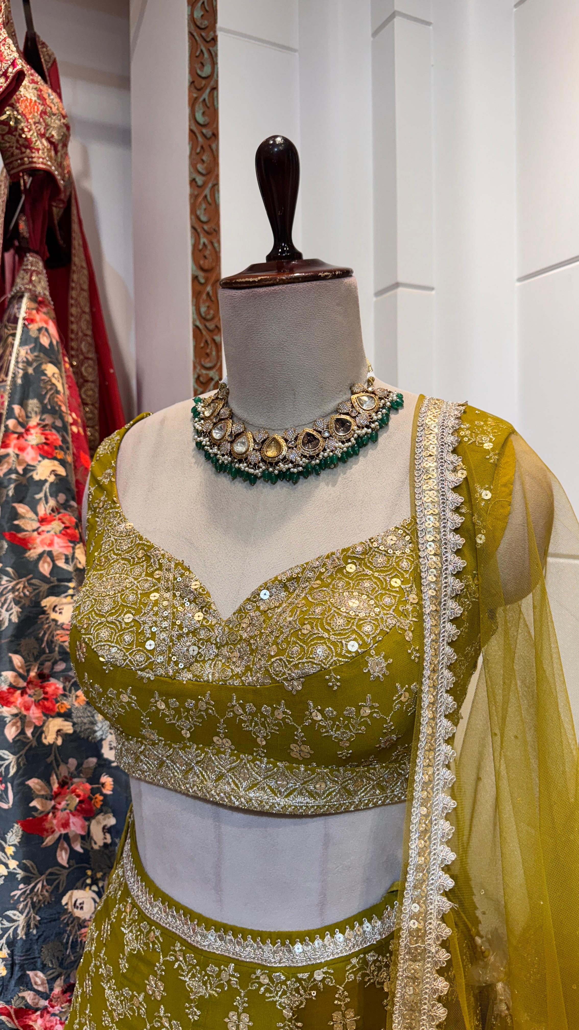 Mehendi green lehenga Media