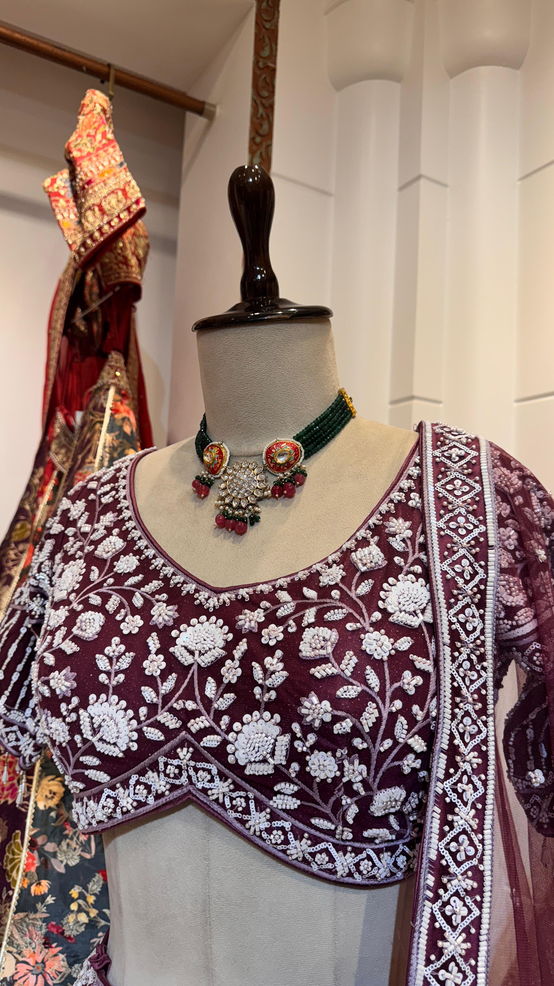 Maroon Pearl Lehenga
