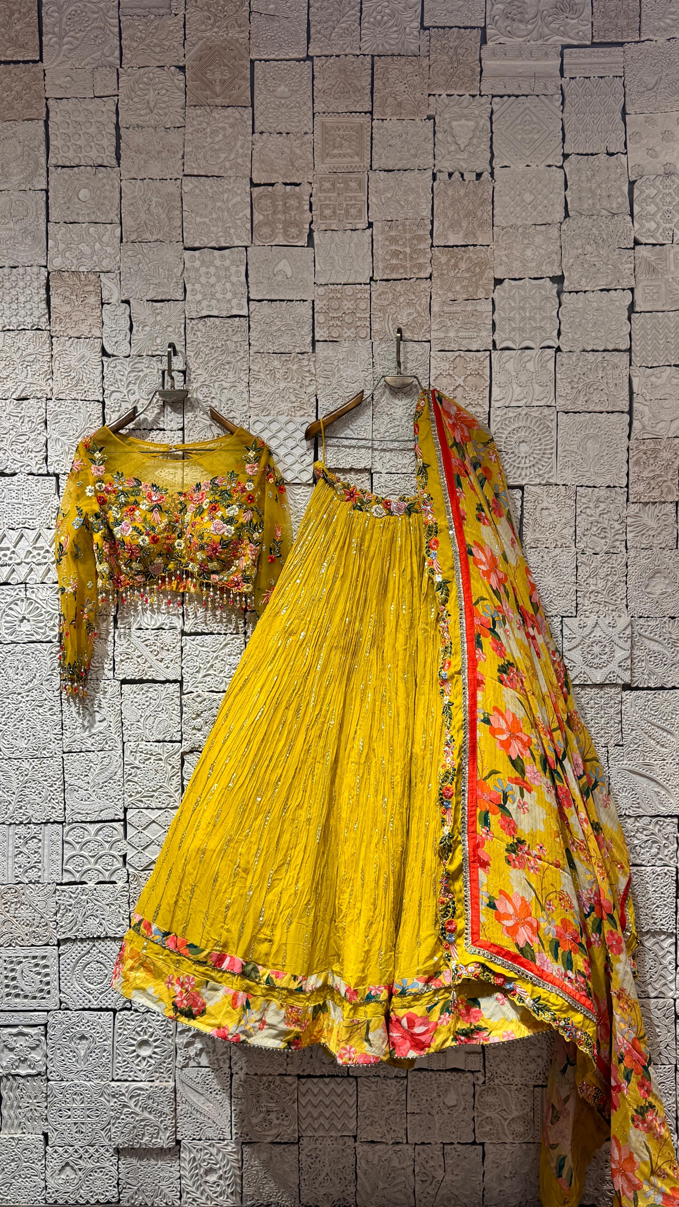 Yellow Blossom Lehenga | Floral Embroidery & Sequin Detailing