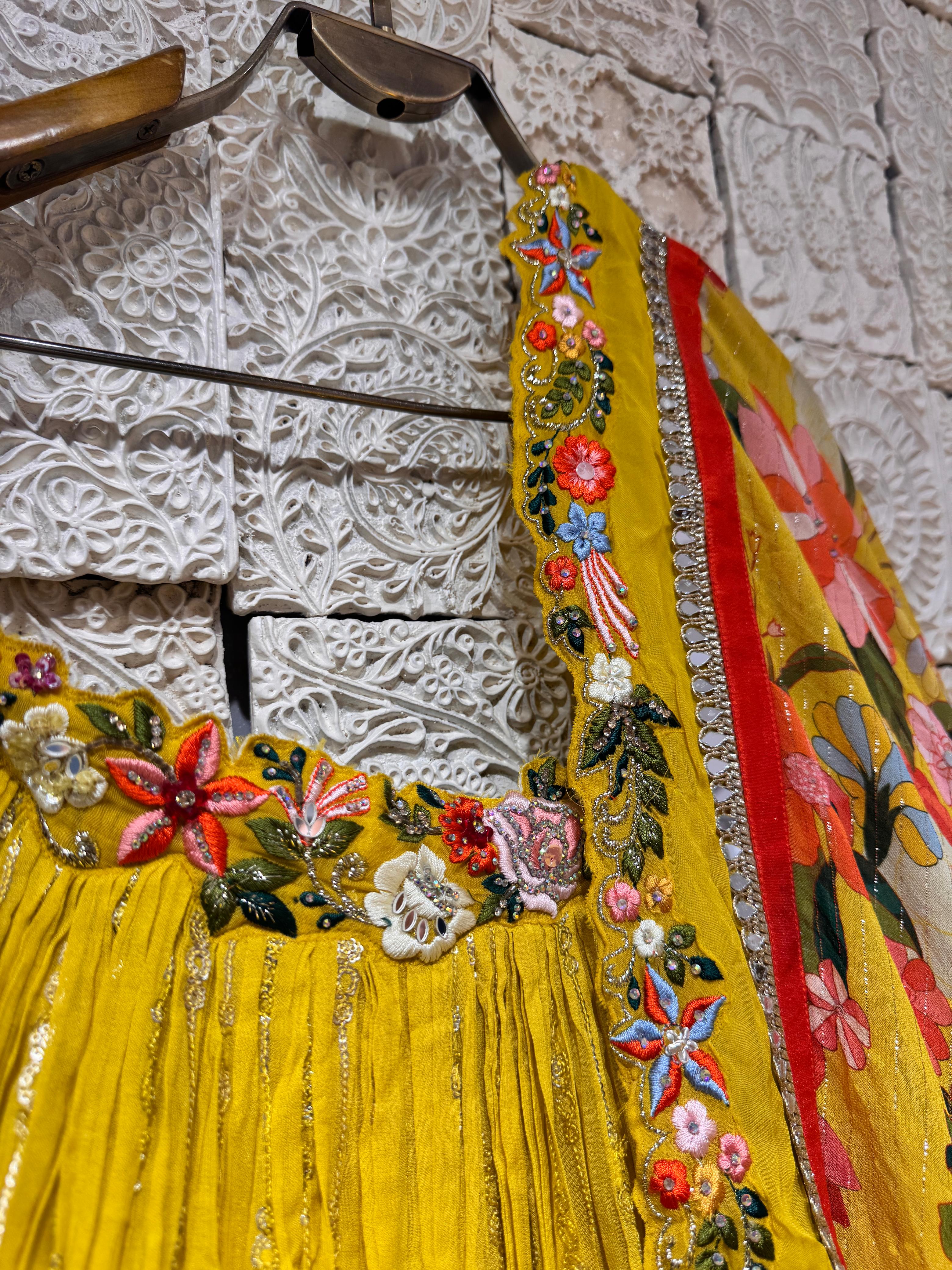 Yellow Blossom Lehenga | Floral Embroidery & Sequin Detailing