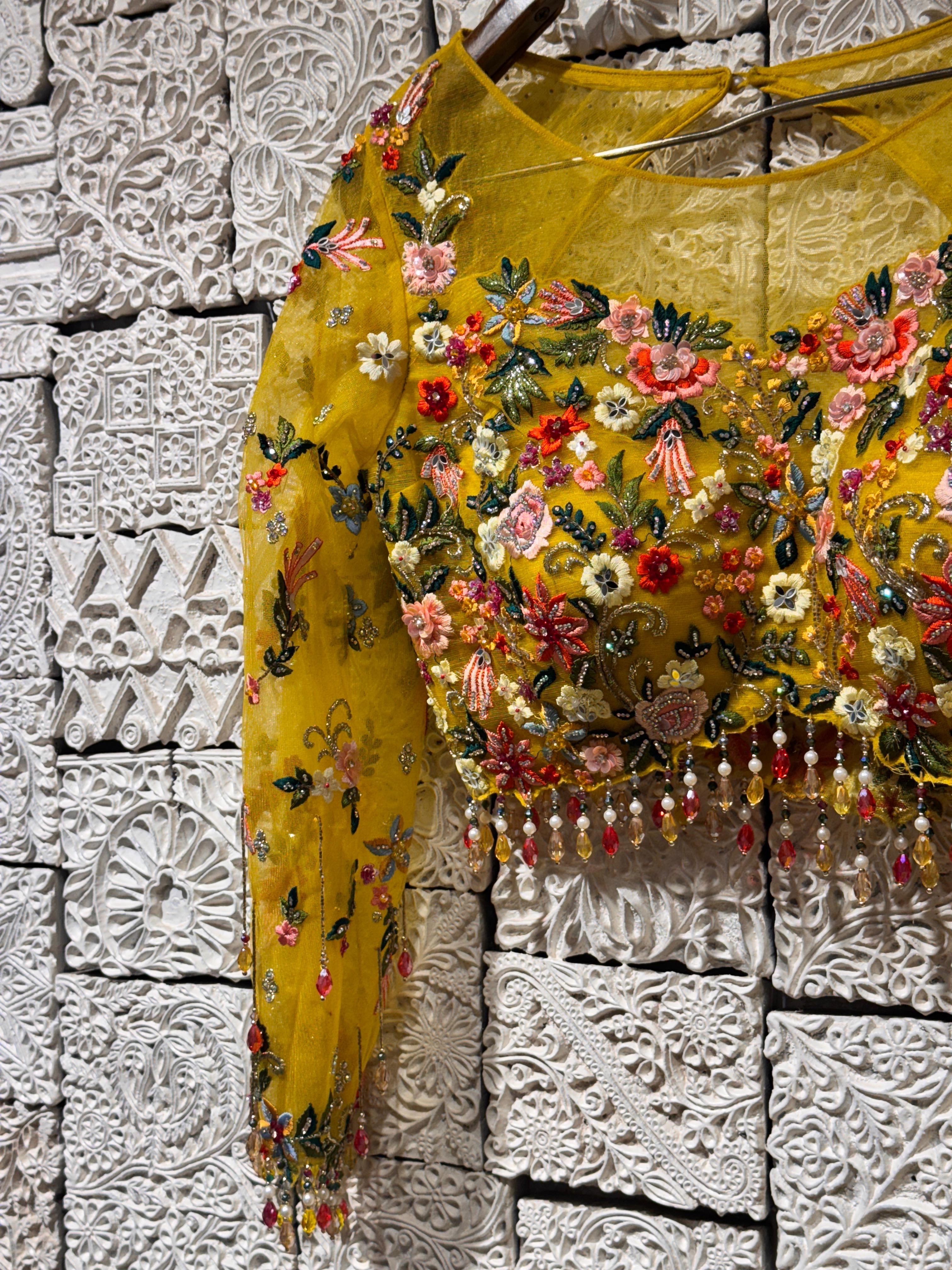 Yellow Blossom Lehenga | Floral Embroidery & Sequin Detailing