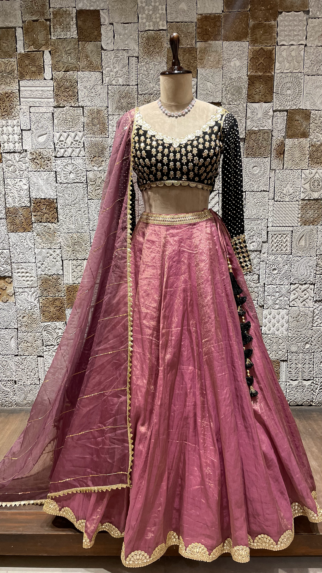 Purple Tissue Lehenga with heavy embroidered blouse