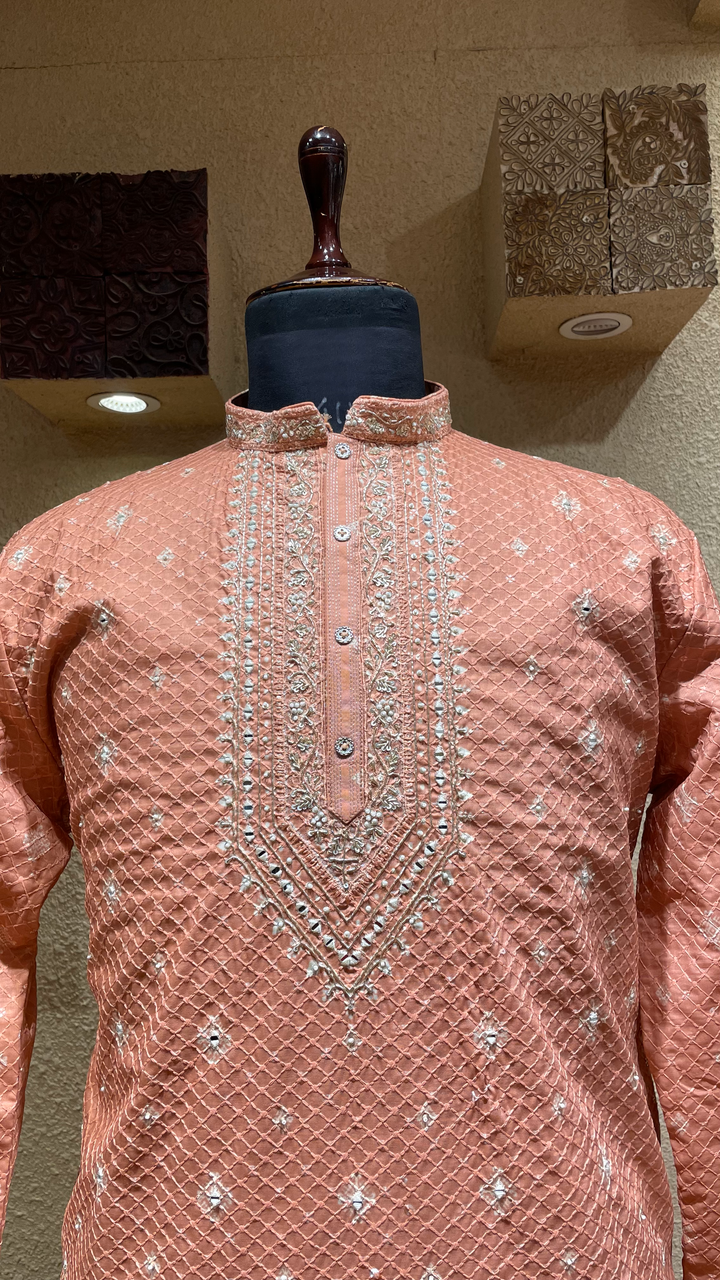 Peach Kurta with Zari Work