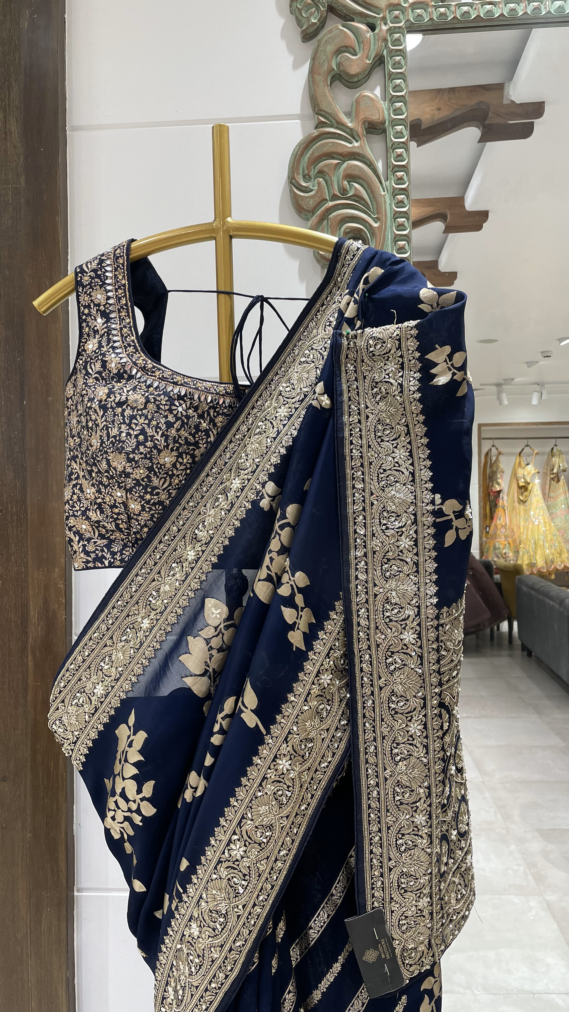 Blue Banarasi Silk Khaddi saree with Zariwork