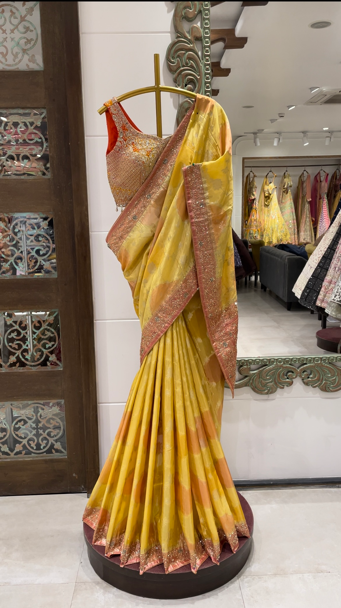 Yellow Banarasi Silk Khaddi saree with Zariwork