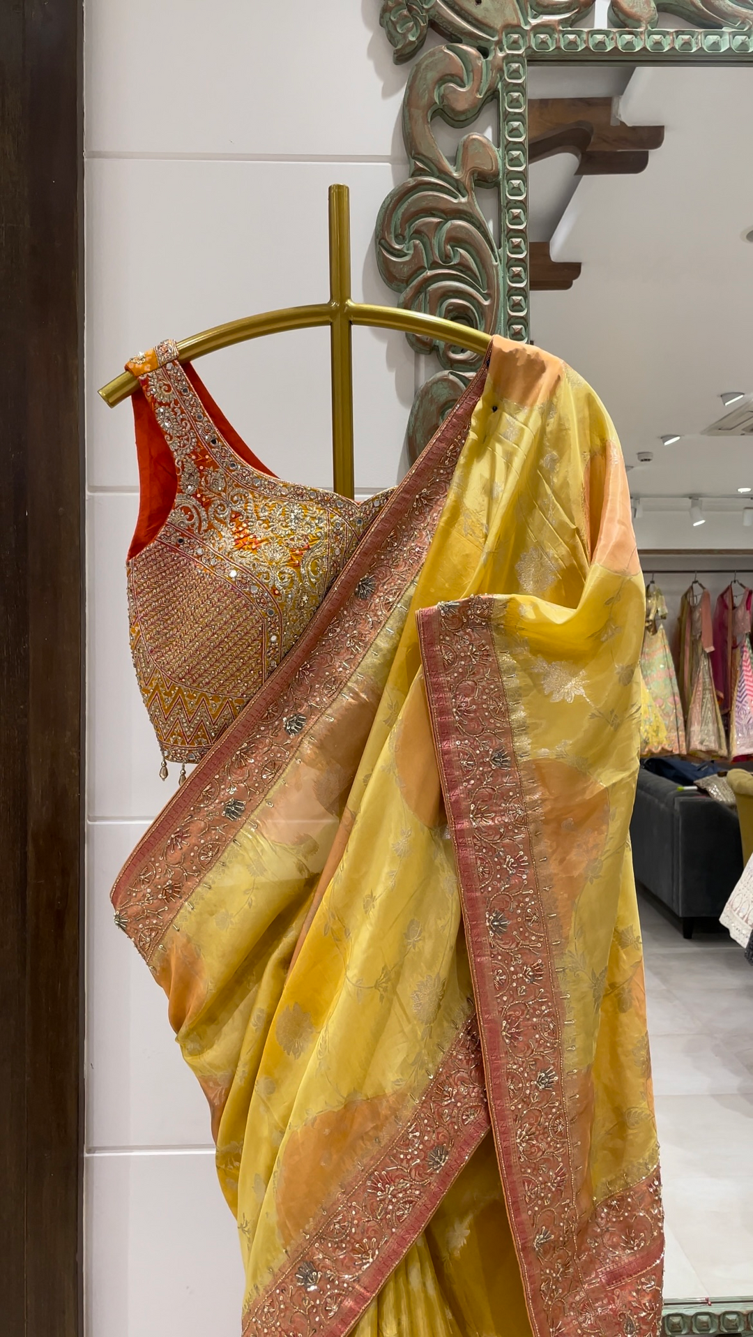 Yellow Banarasi Silk Khaddi saree with Zariwork