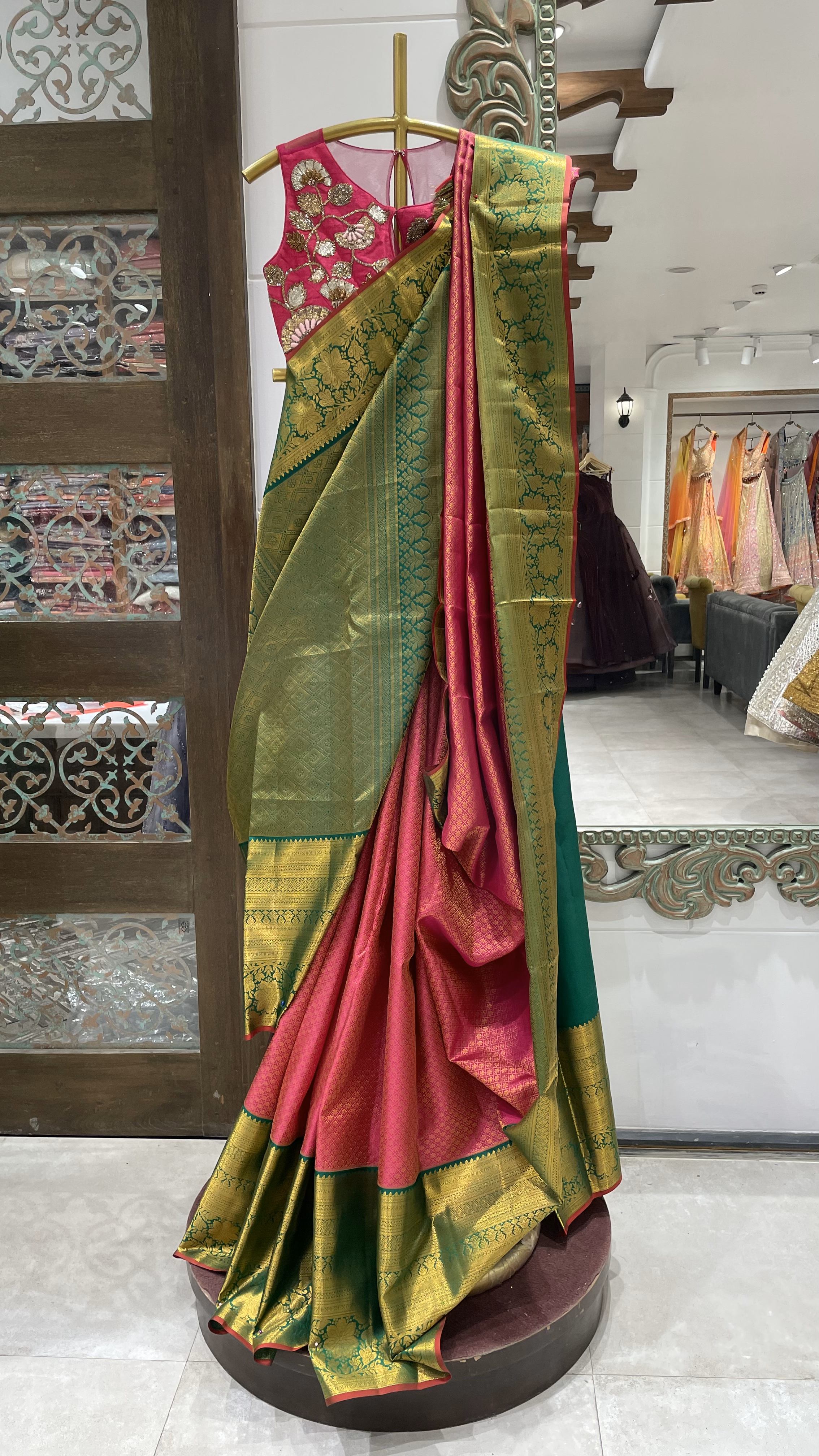 Pink Banarasi silk Saree