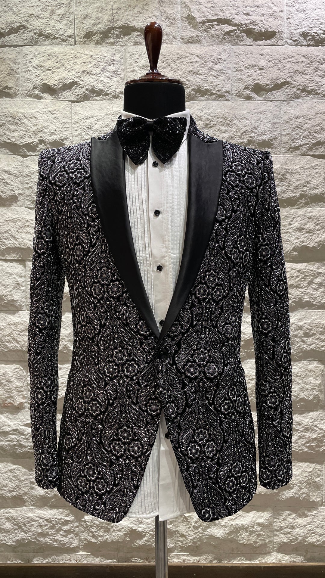 Black tuxedo with silver detailings