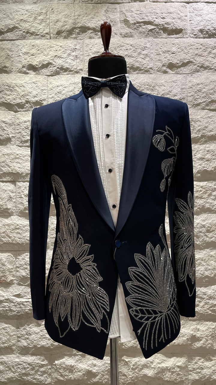Blue tuxedo with silver detailing