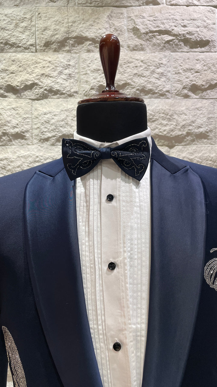 Blue tuxedo with silver detailing