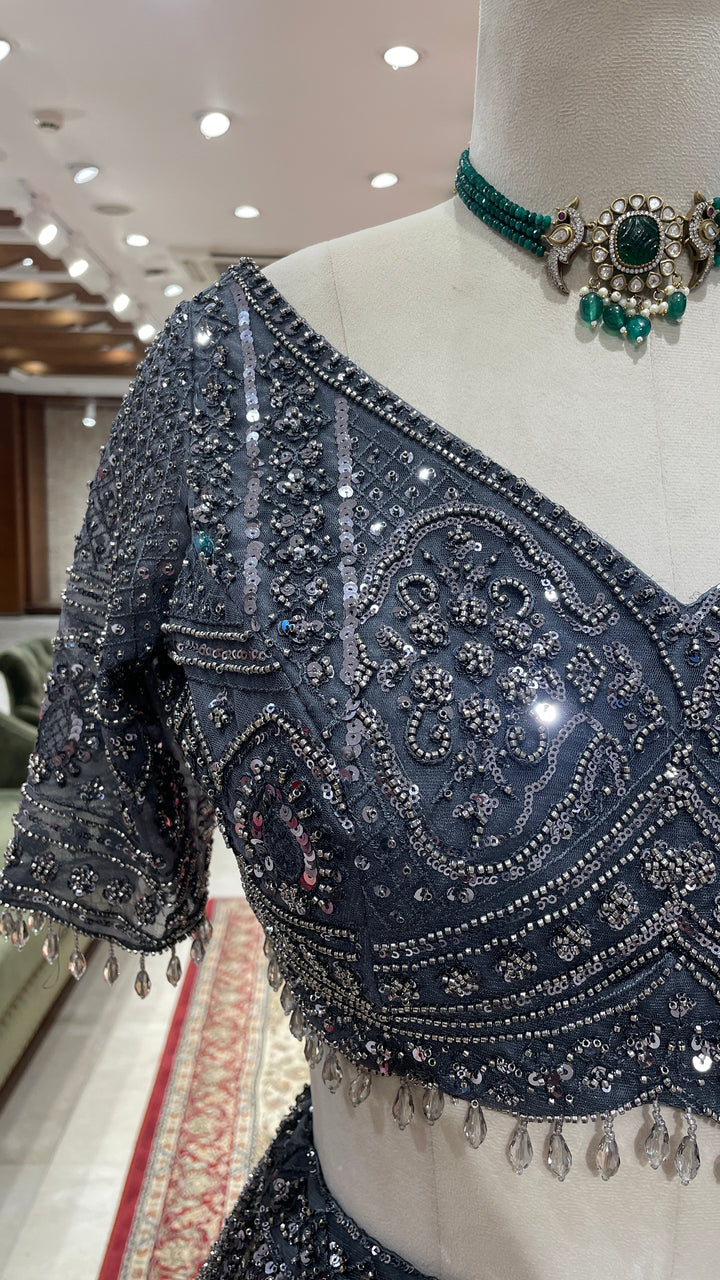 Grey sequins work Lehenga