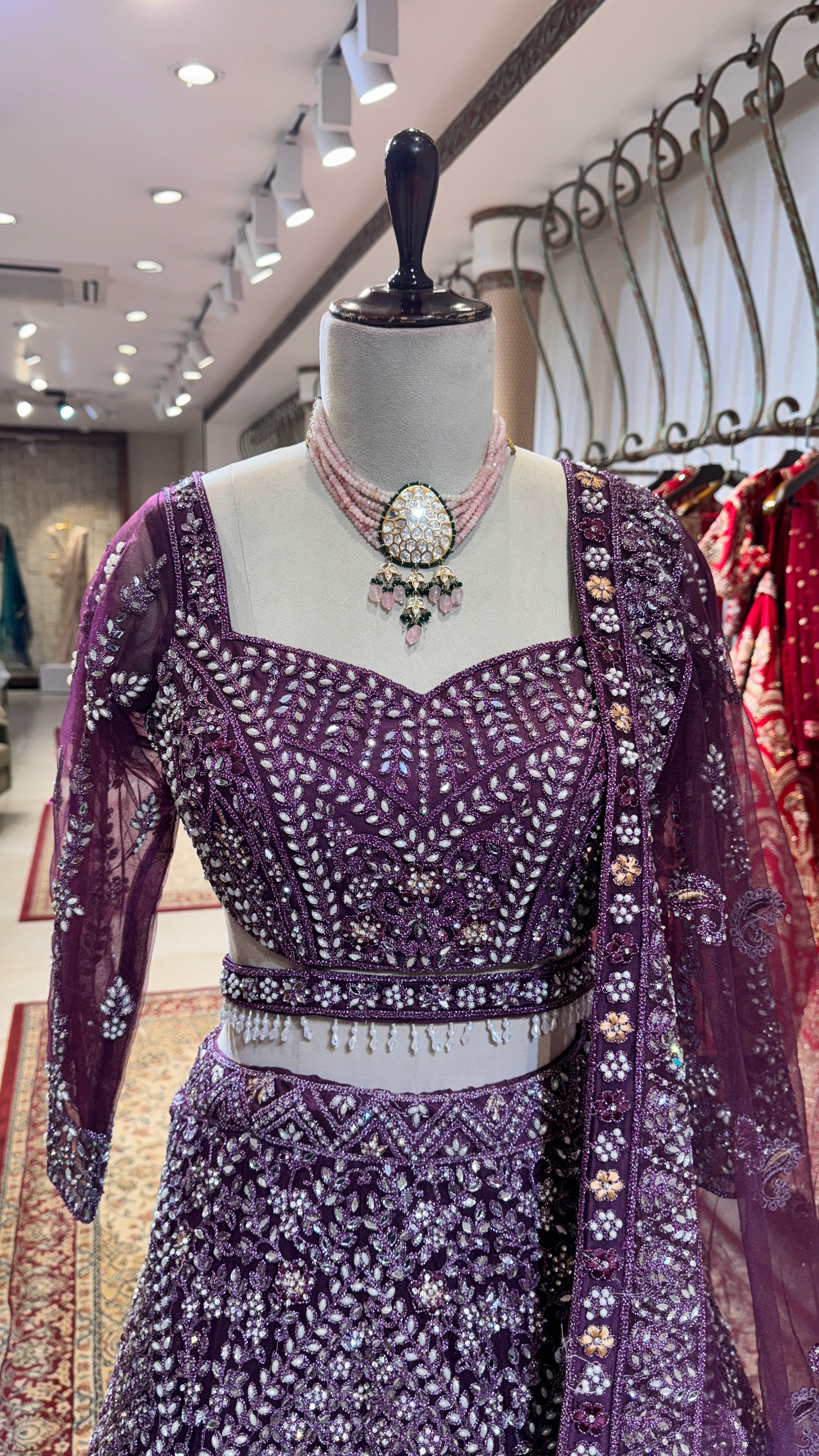 Purple embroidery lehenga