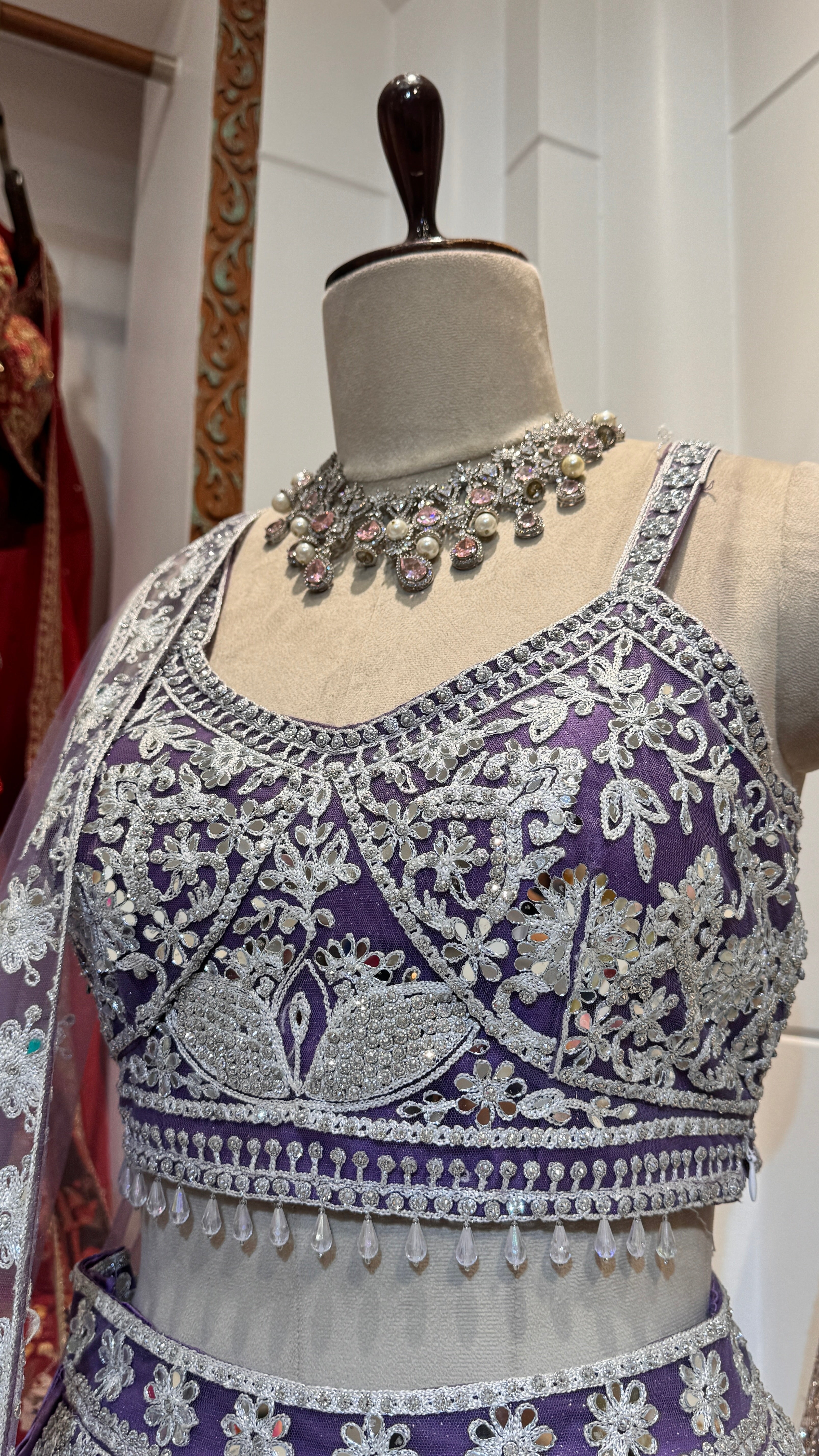 Purple silver lehenga