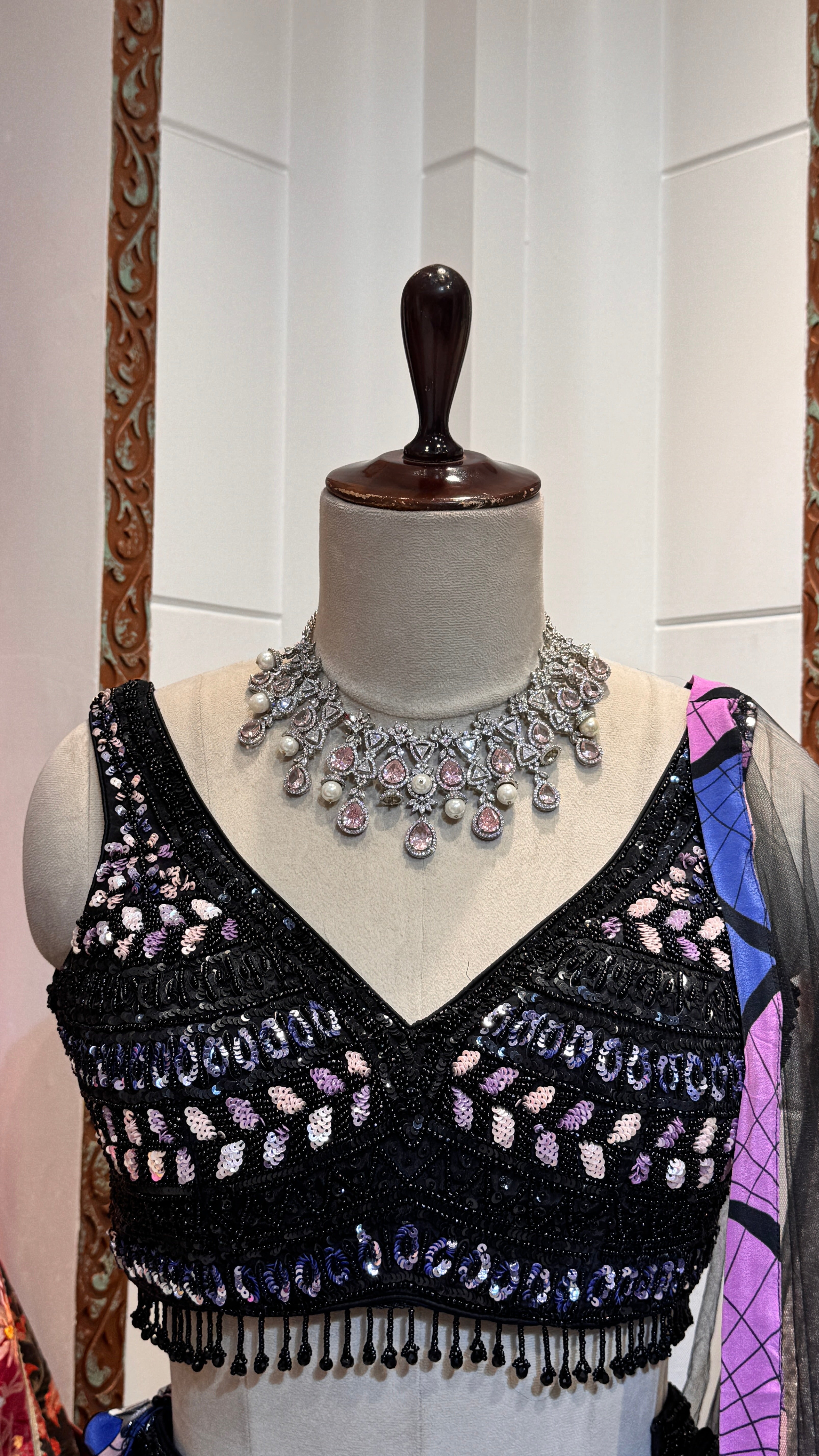 Purple zig zag lehenga