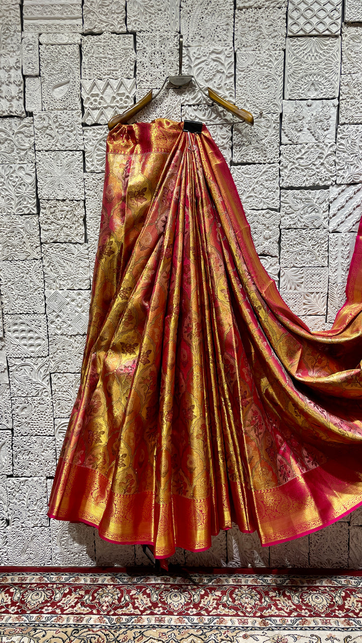 Pink silk kanjivaram saree