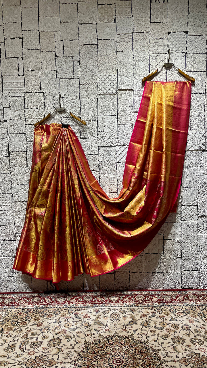 Pink silk kanjivaram saree