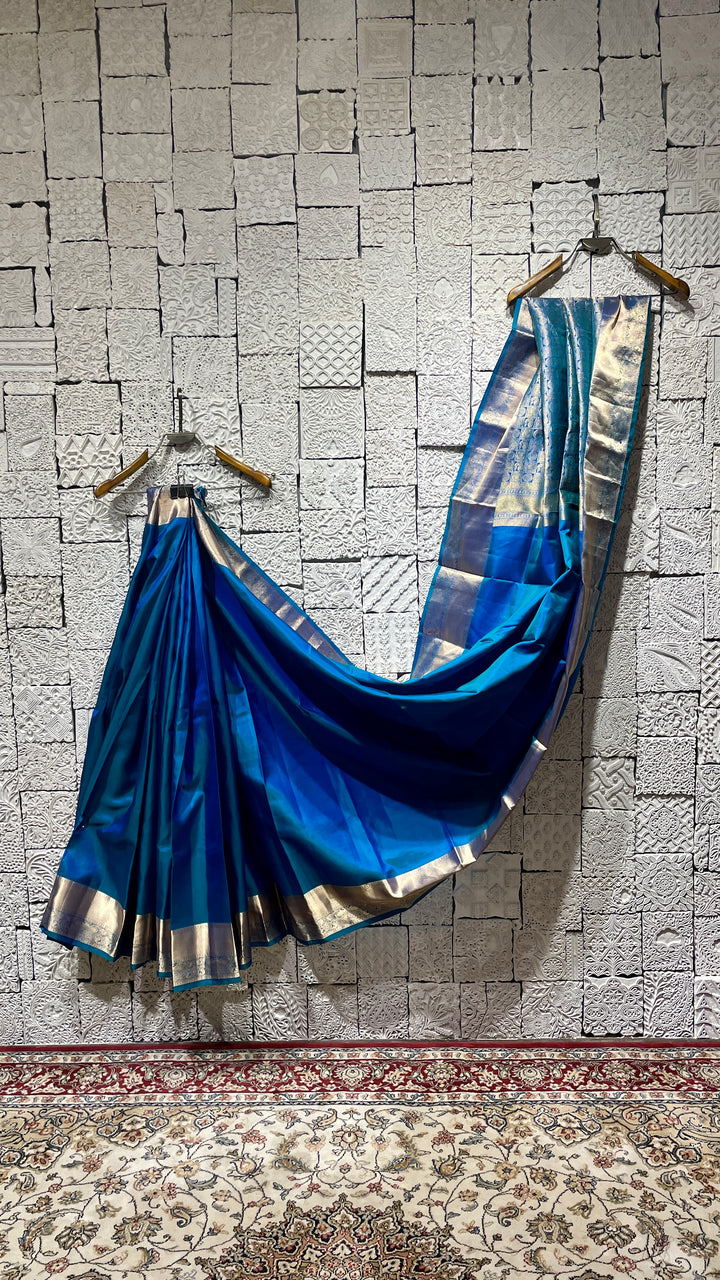 Blue silk kanjivaram saree
