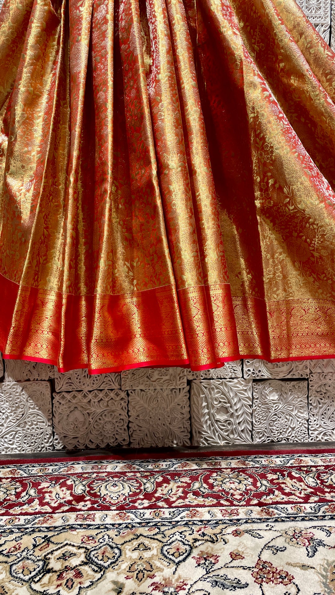 Orange silk kanjivaram saree