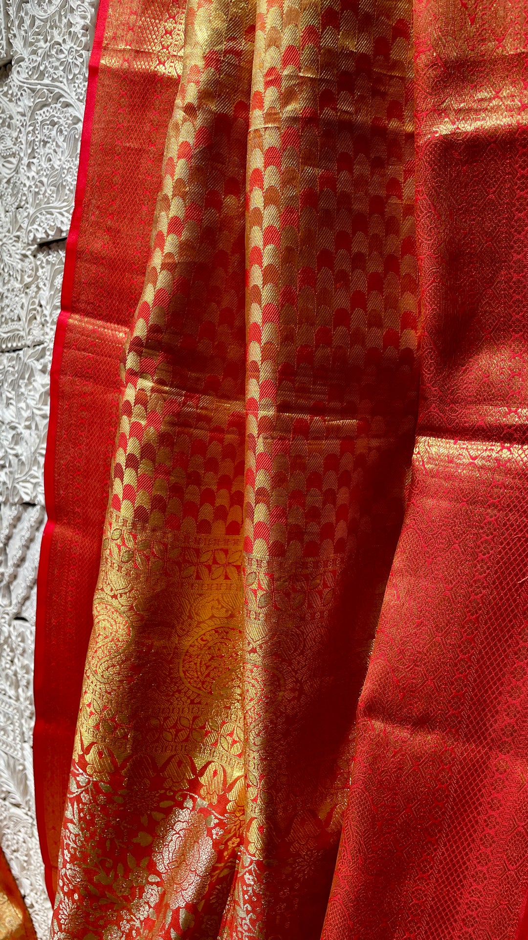 Orange silk kanjivaram saree