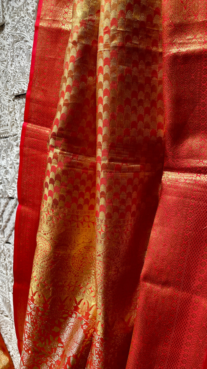 Orange silk kanjivaram saree