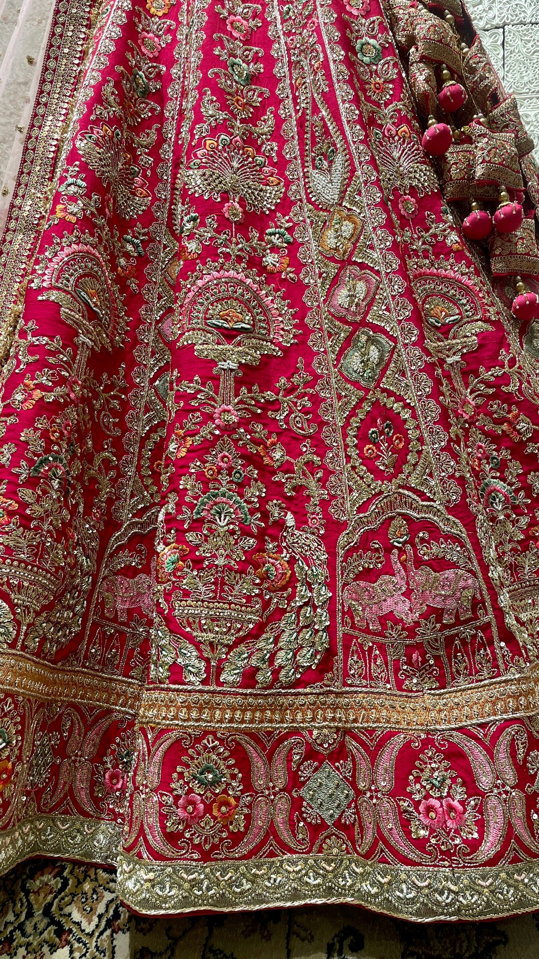 Pink silk bridal lehenga