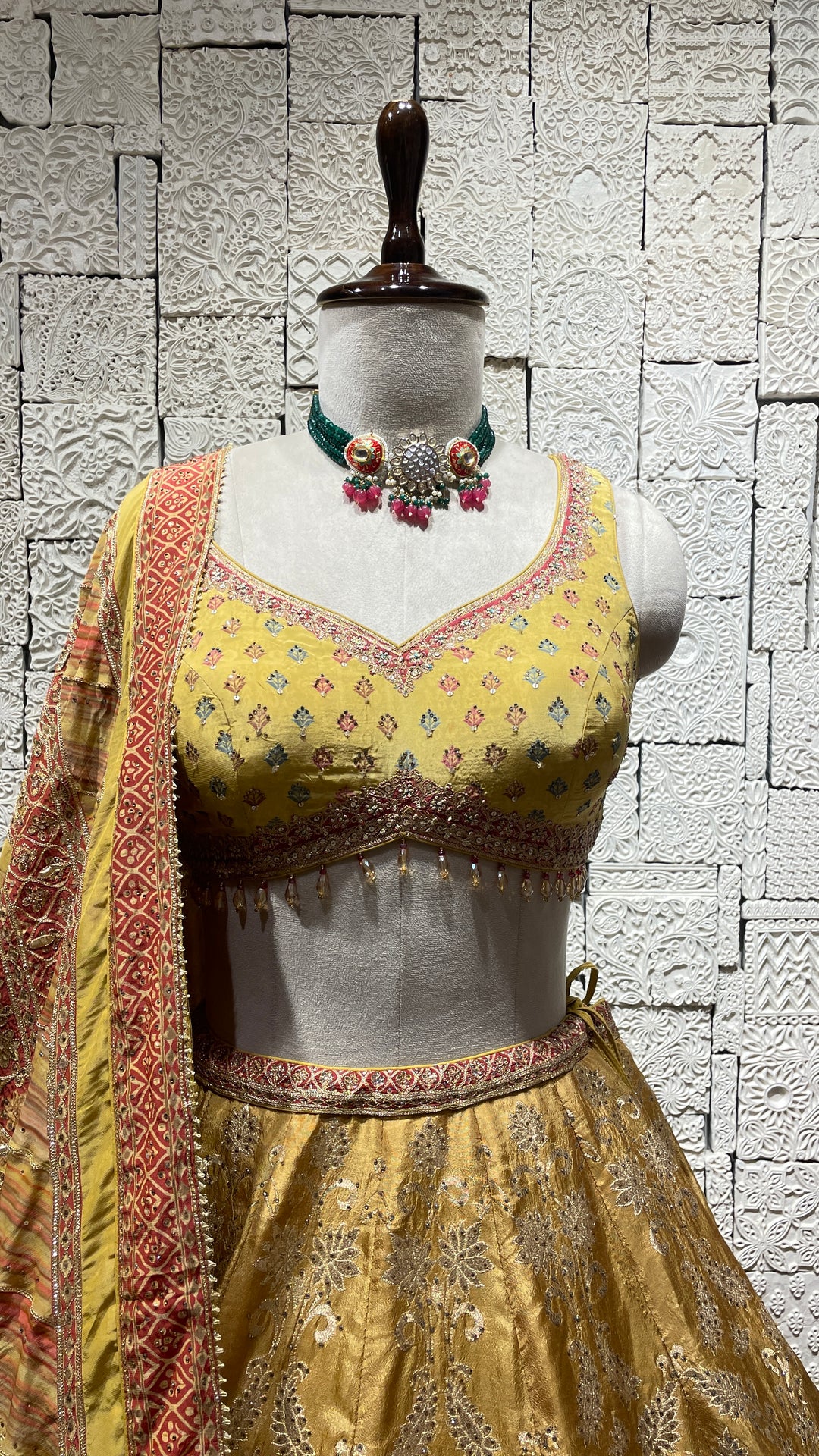 Yellow Silk Lehenga with tassels