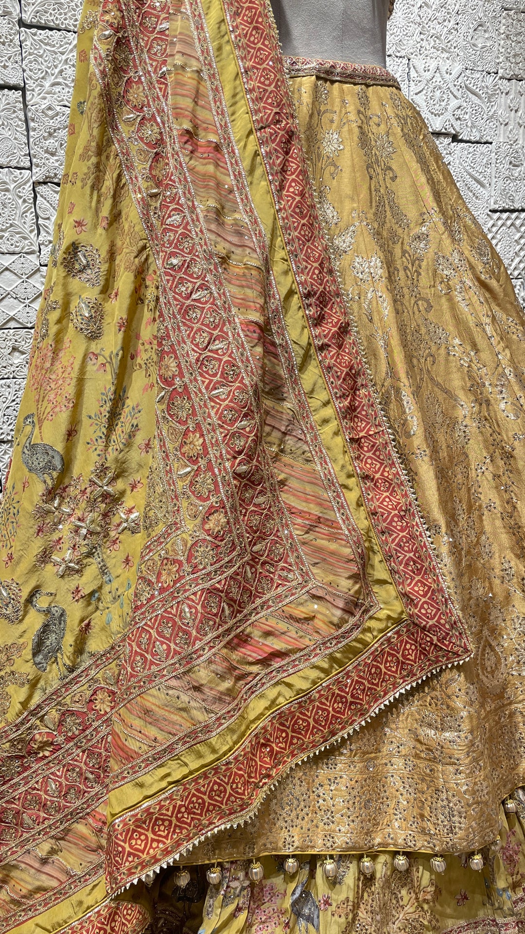 Yellow Silk Lehenga with tassels