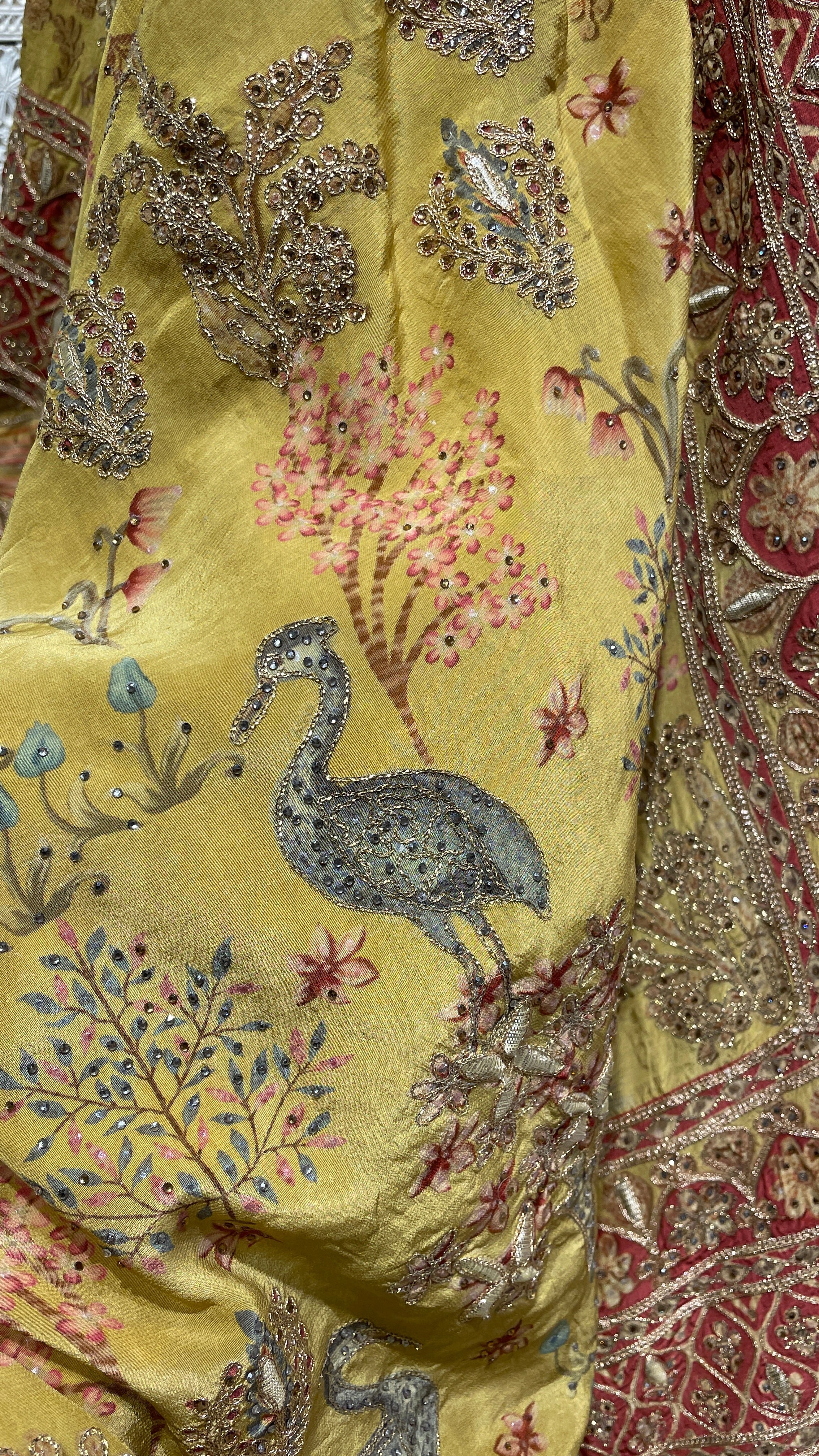 Yellow Silk Lehenga with tassels