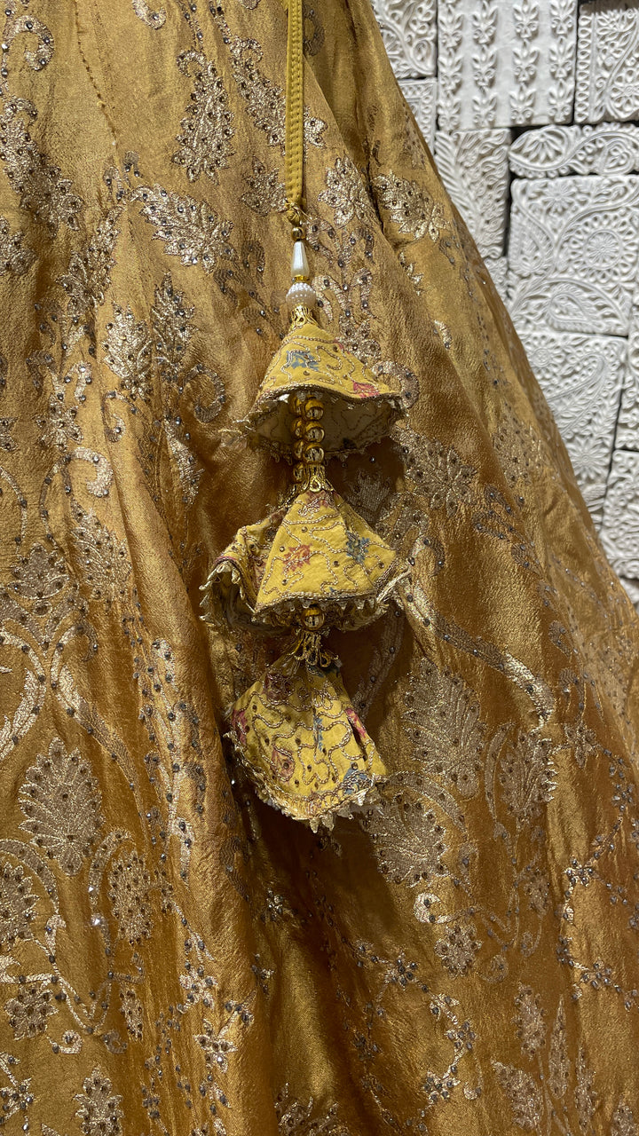 Yellow Silk Lehenga with tassels